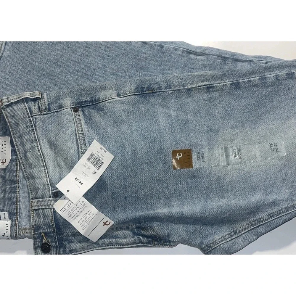 NWT Trendy Date Night Western Bootcut Jeans Blue Light Wash 38x32 True Craft